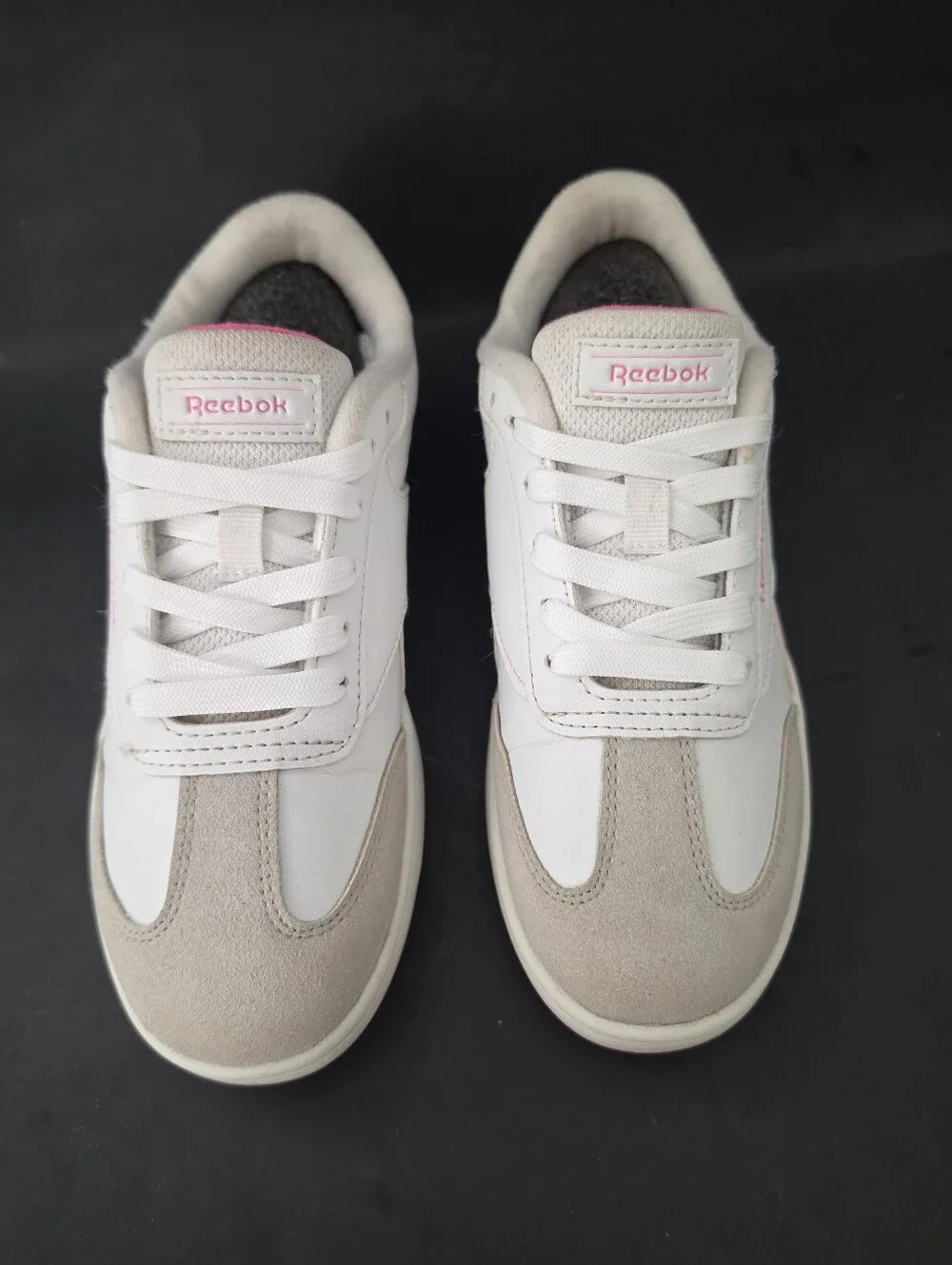 Reebok White Sneakers with Pink Accents - Women's Low Top